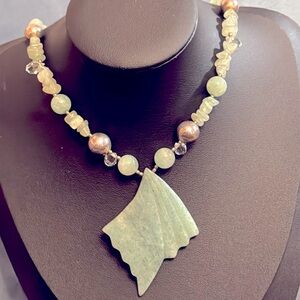 Hand Made Green Aventurine Crystal & Silver Bead Necklace
